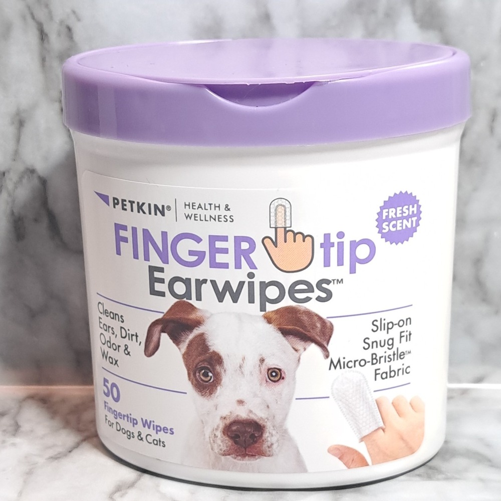 Petkin Fingertip Ear Wipes‎ for Dogs and Cats, 50 Finger Wipes Fresh Scent